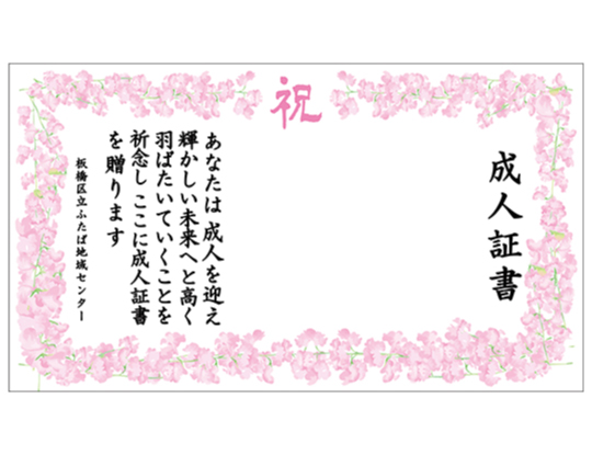 成人証書幕は成人式や二十歳の集いの際、記念撮影の背景として最適です